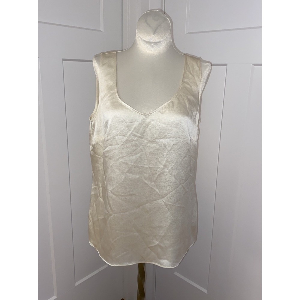 Escada Vintage Silk Tank Blouse Cream Size 38 Medium
